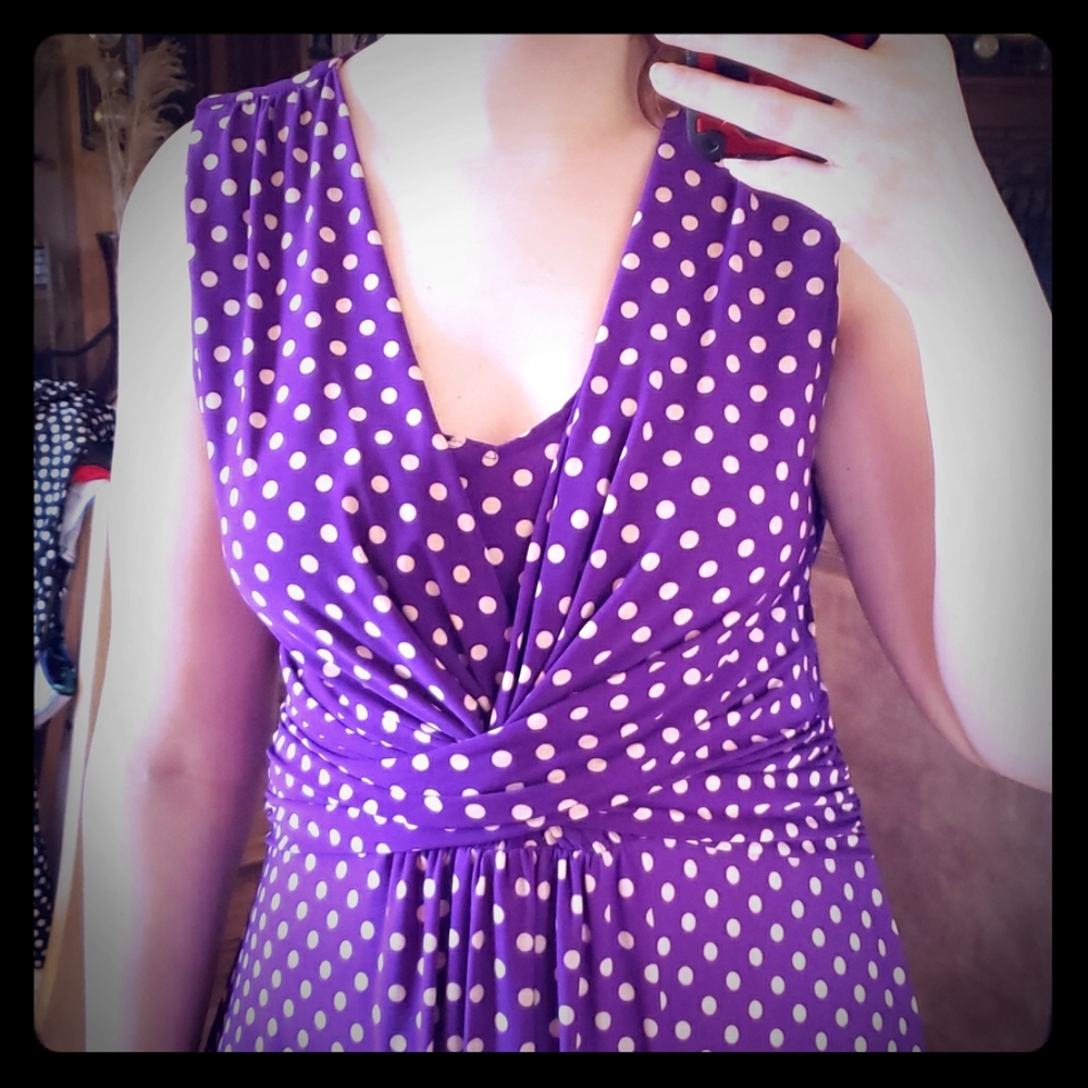 Like New Cute 💜 Fun Polka Dot Purple Flowy Dress